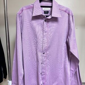 Versace Mens Purple Striped Button Down Long Sleeve Shirt 43/17 (L or XL)
